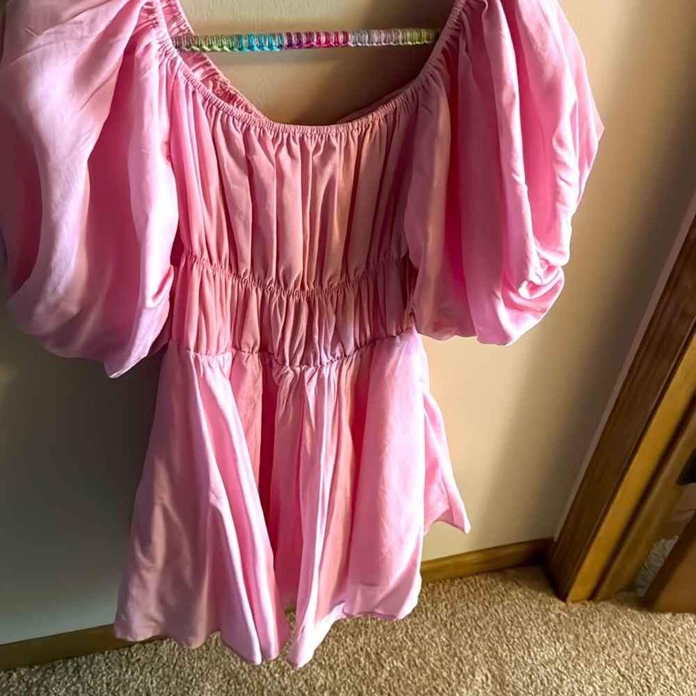 Pink puff sleeve dress